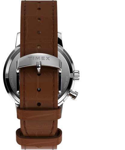 Timex Marlin Moon Phase 40mm Leather Strap Watch