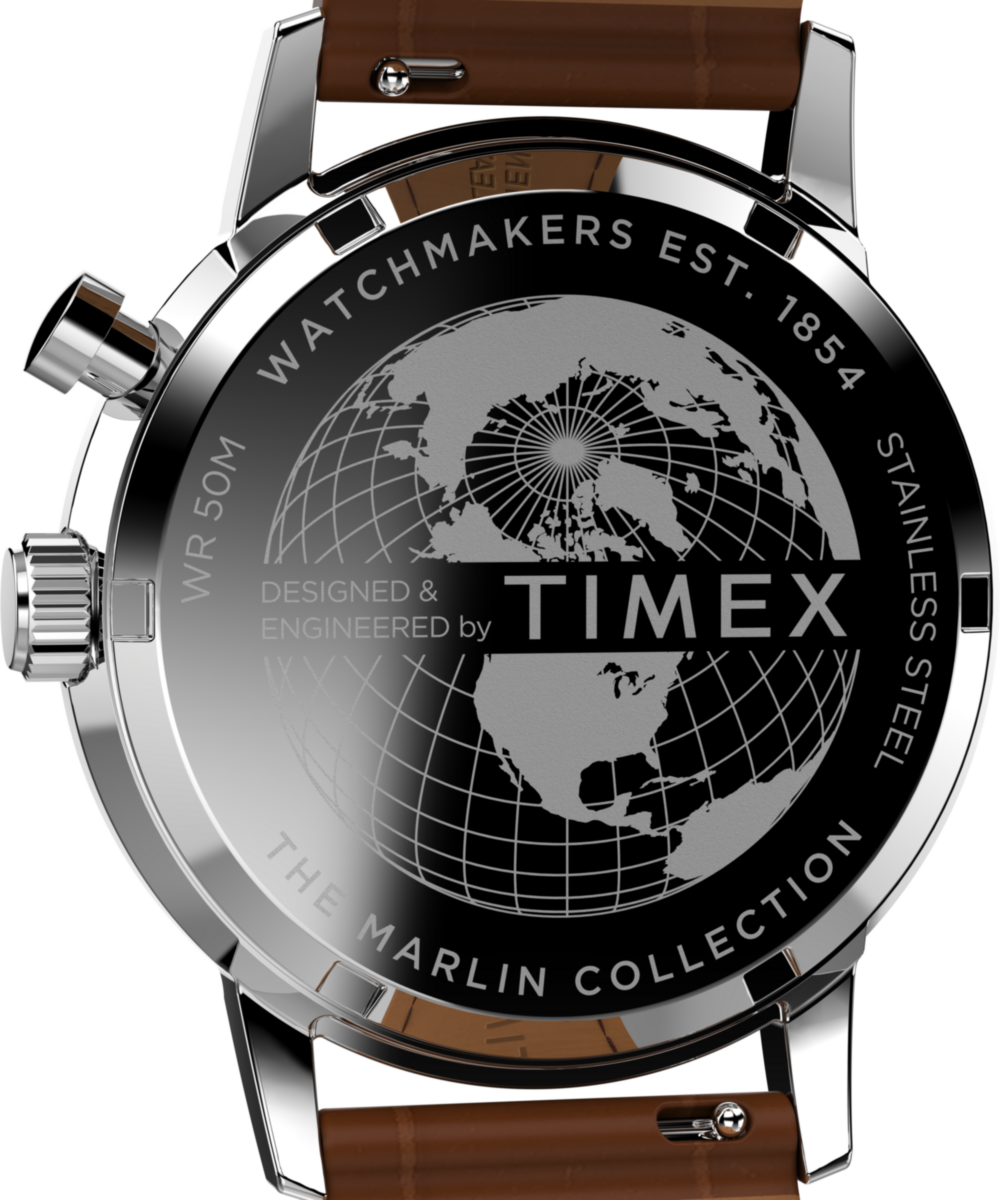 Timex Marlin Moon Phase 40mm Leather Strap Watch