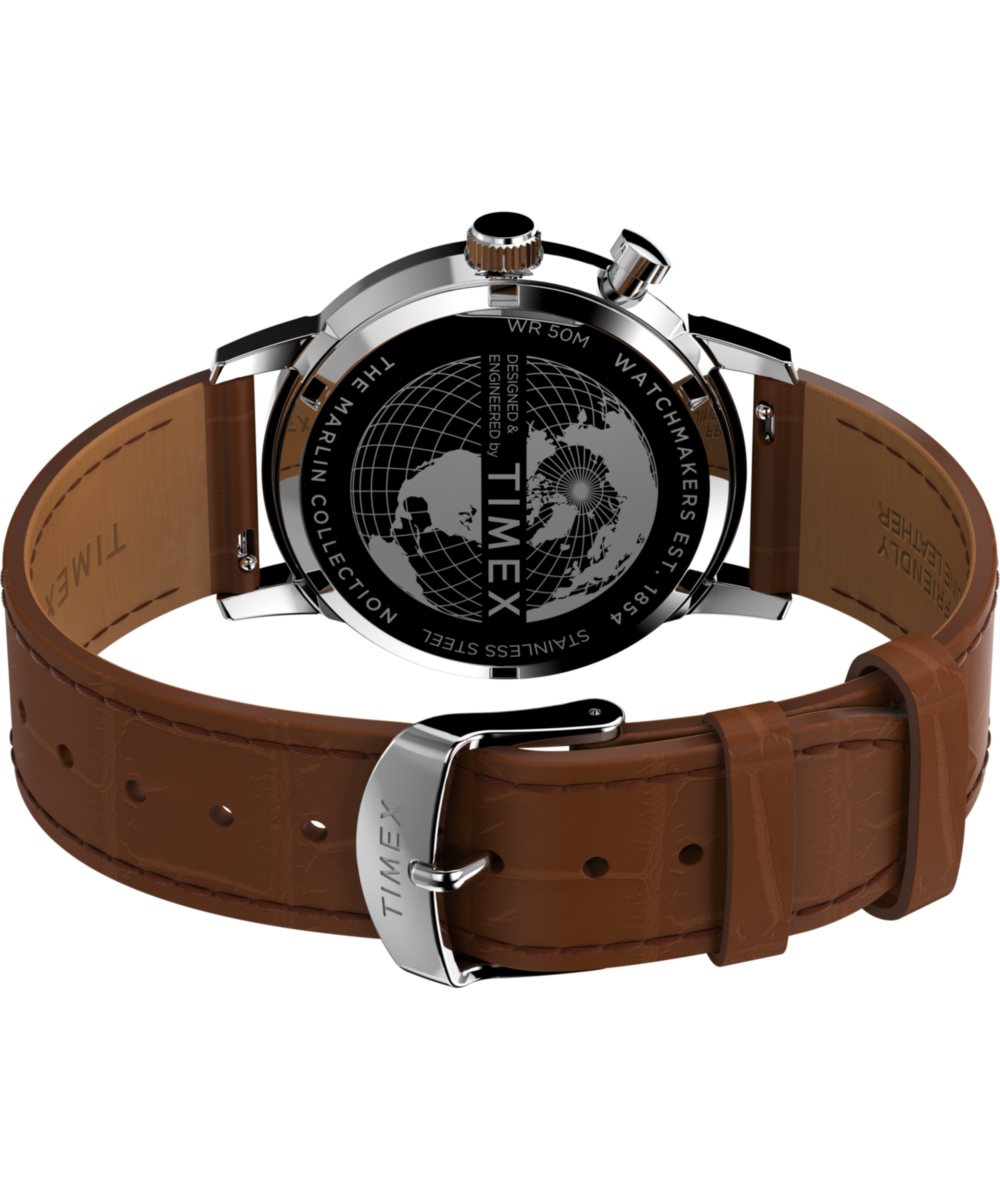 Timex Marlin Moon Phase 40mm Leather Strap Watch