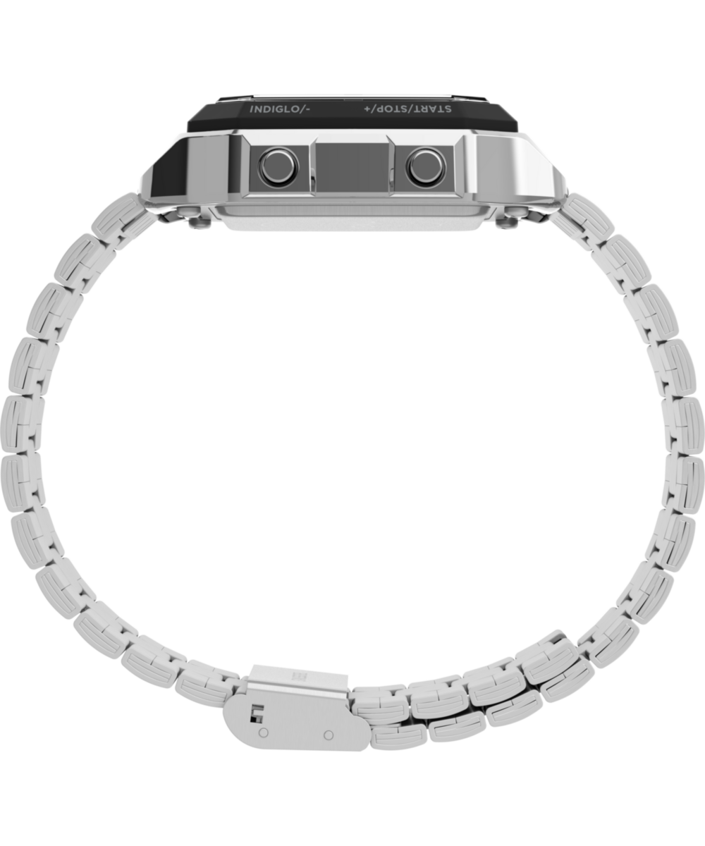 Timex World Time Digital 40mm Stainless Steel Bracelet Watch