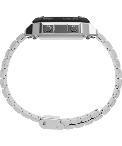 Timex World Time Digital 40mm Stainless Steel Bracelet Watch