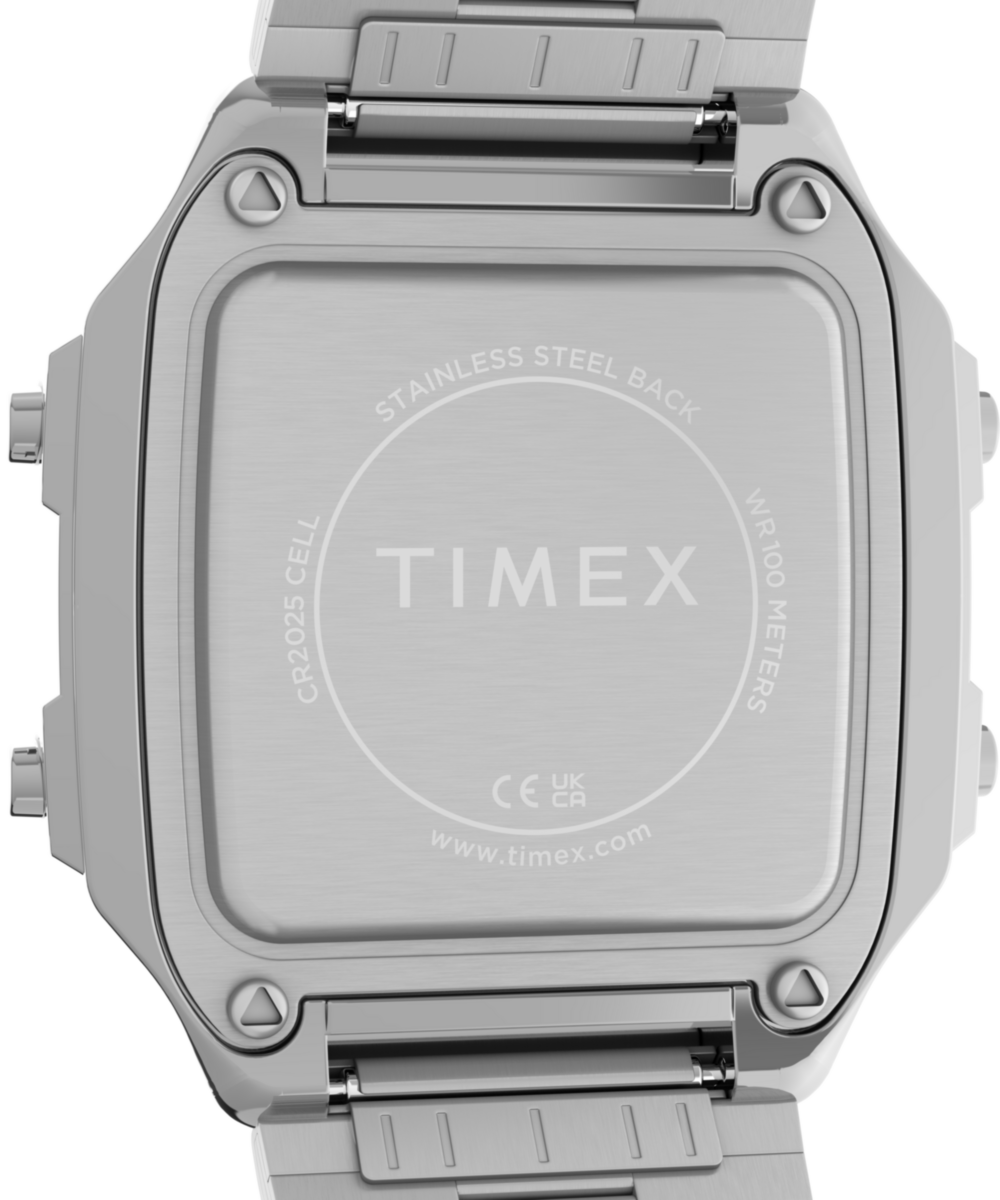Timex World Time Digital 40mm Stainless Steel Bracelet Watch