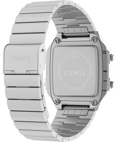 Timex World Time Digital 40mm Stainless Steel Bracelet Watch