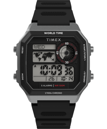 Timex World Time Digital 40mm Resin Strap Watch