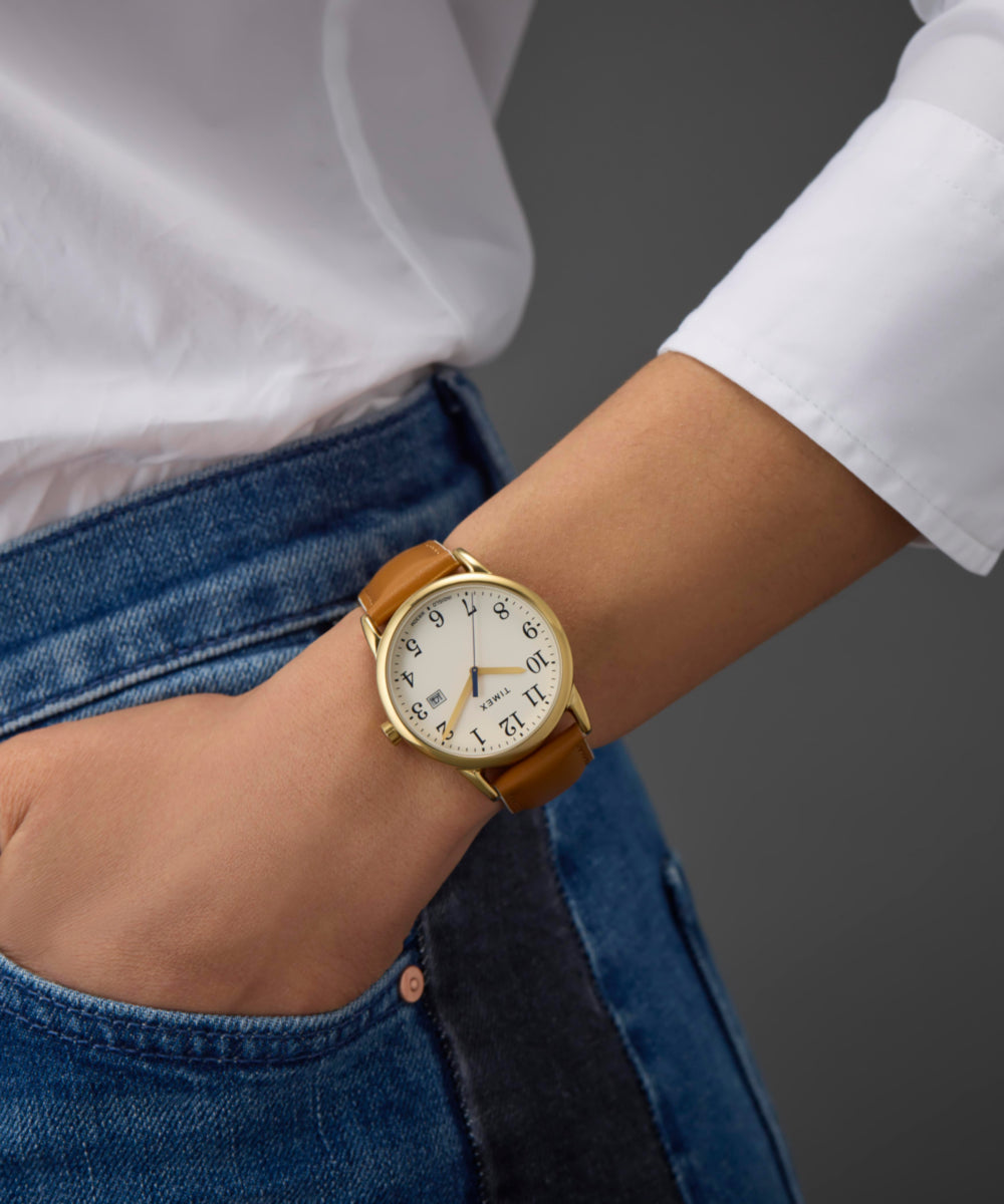 Timex Easy Reader Color Pop 38mm Leather Strap Watch