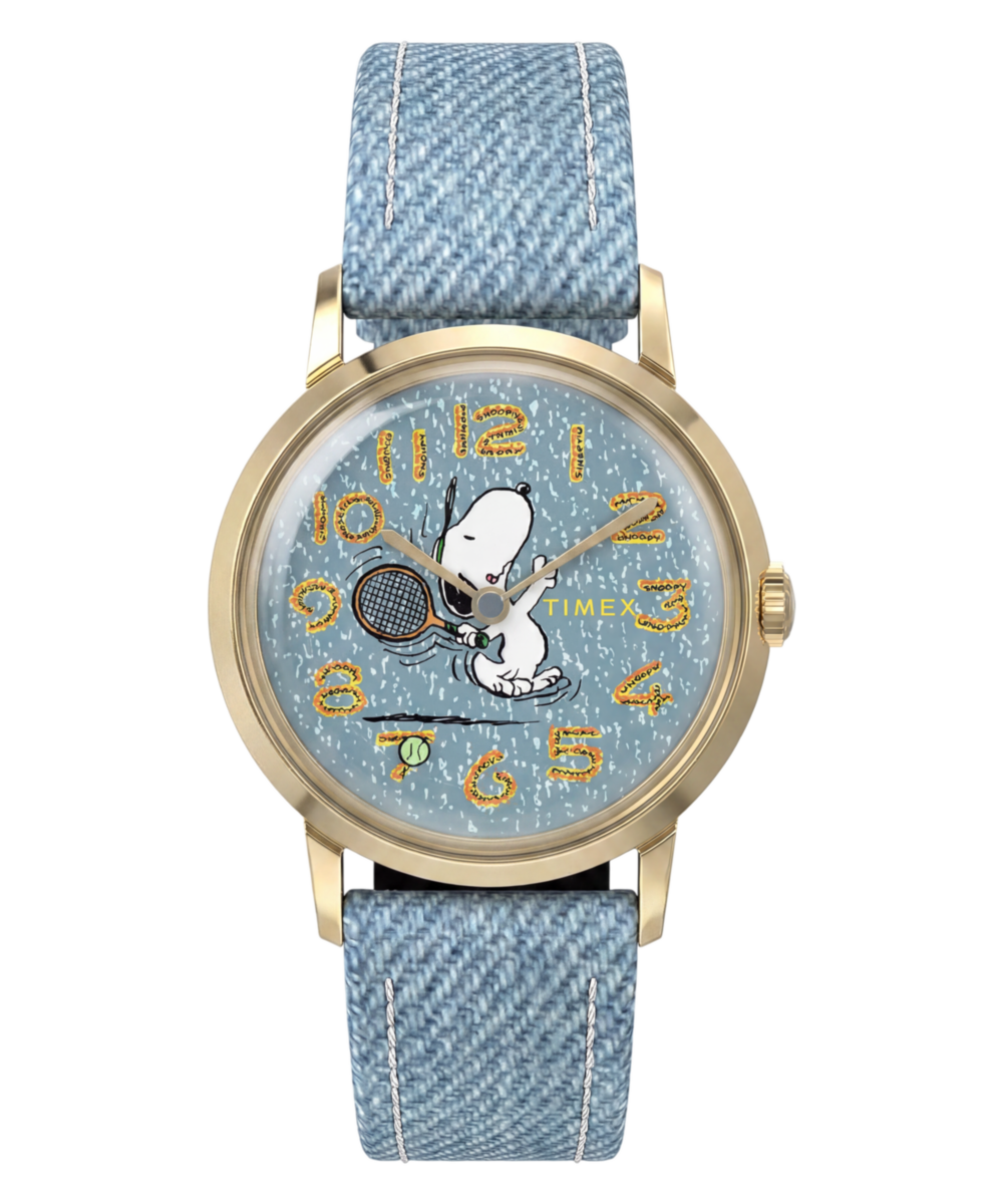 Timex Peanuts x Timex Marlin 1965 Reissue Inspired Snoopy Tennis 34mm Fabr