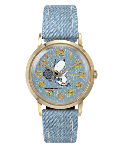 Timex Peanuts x Timex Marlin 1965 Reissue Inspired Snoopy Tennis 34mm Fabr