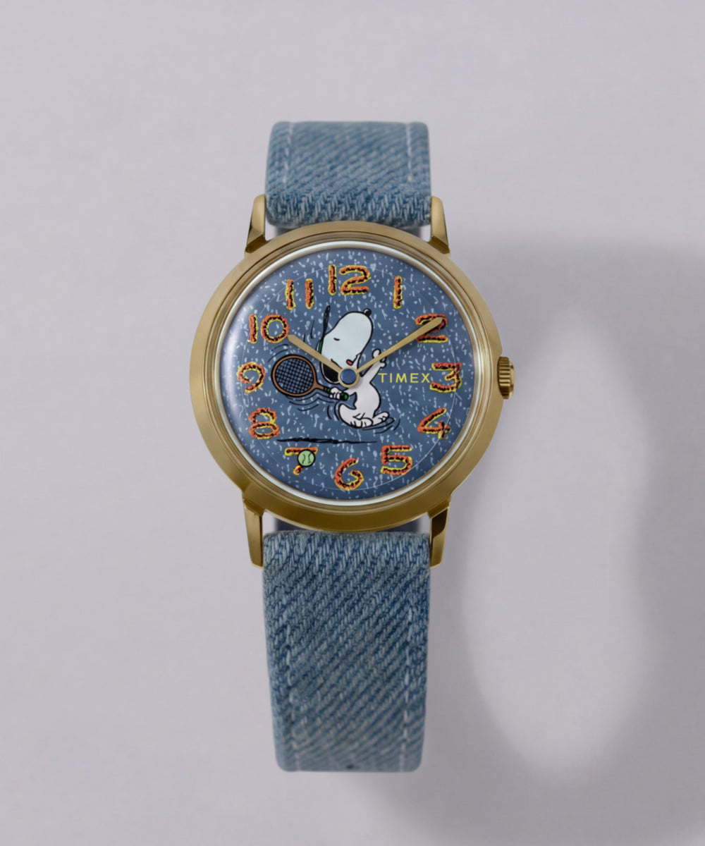 Timex Peanuts x Timex Marlin 1965 Reissue Inspired Snoopy Tennis 34mm Fabr