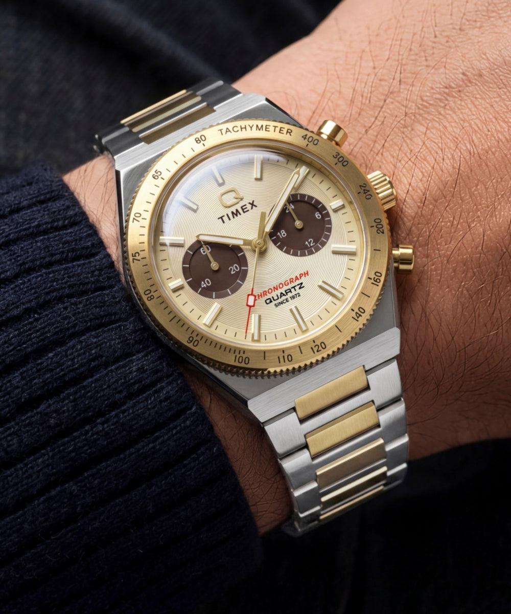 Timex Q Timex Continental Chronograph 36mm Stainless Steel Bracelet Watch