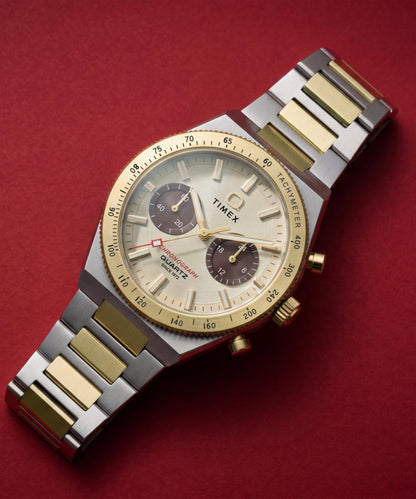Timex Q Timex Continental Chronograph 36mm Stainless Steel Bracelet Watch