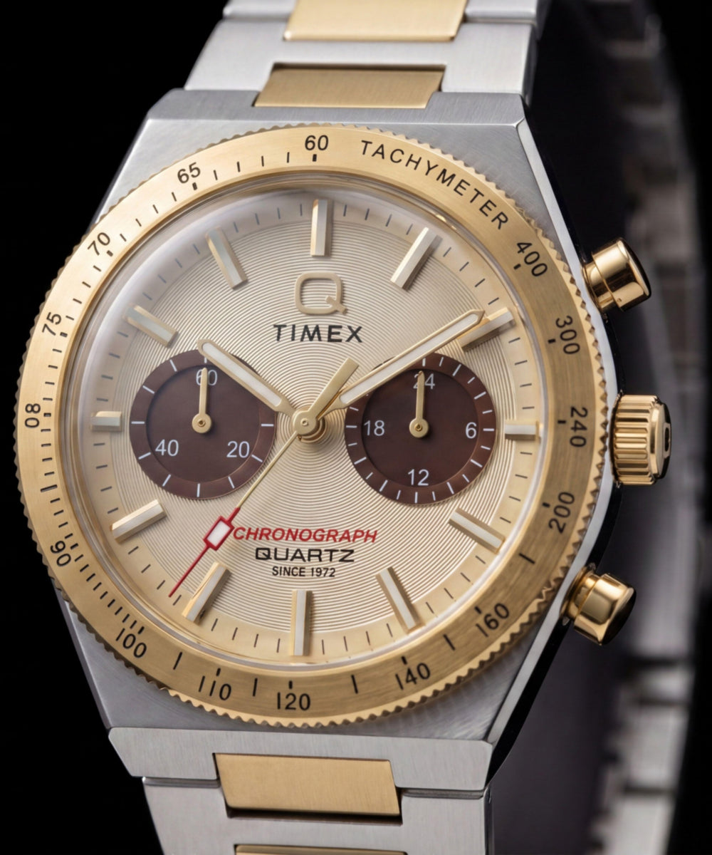 Timex Q Timex Continental Chronograph 36mm Stainless Steel Bracelet Watch