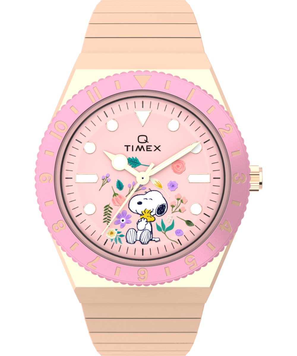 Timex Peanuts Q Timex In Bloom 36mm Stainless Steel Expansion Band Watch