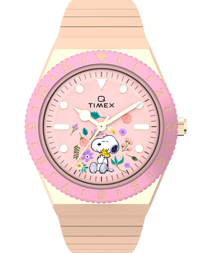 Timex Peanuts Q Timex In Bloom 36mm Stainless Steel Expansion Band Watch