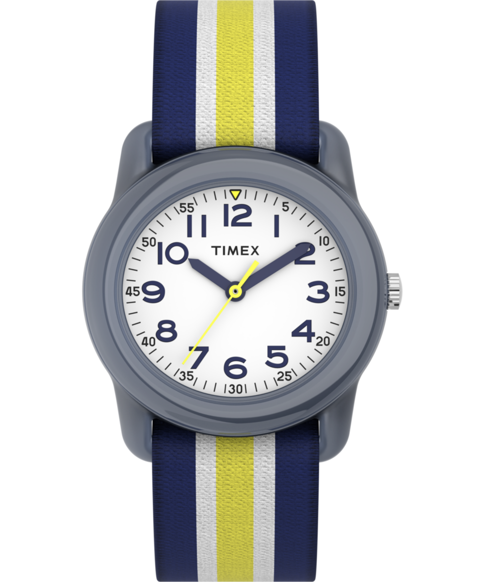 Timex TIMEX TIME MACHINES 29mm Blue/Yellow Stripe Elastic Fabric Kids Watch