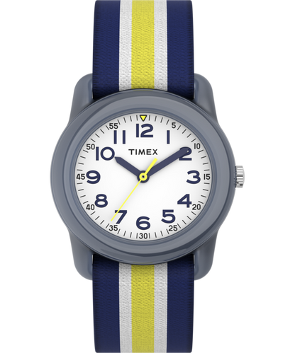 Timex TIMEX TIME MACHINES 29mm Blue/Yellow Stripe Elastic Fabric Kids Watch