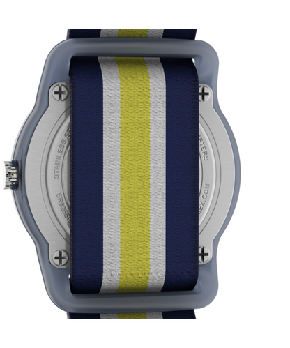 Timex TIMEX TIME MACHINES 29mm Blue/Yellow Stripe Elastic Fabric Kids Watch