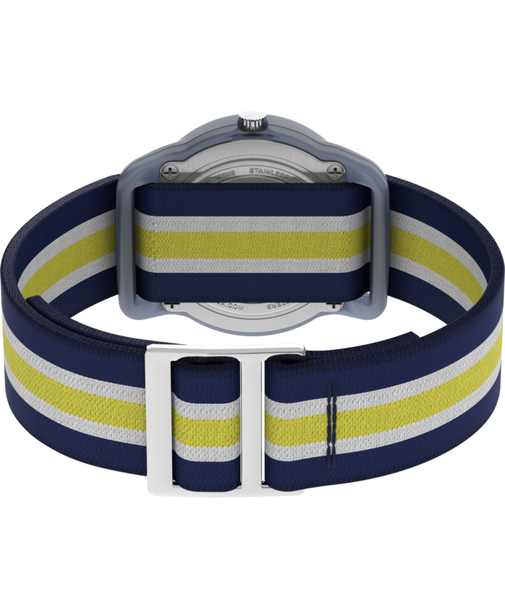 Timex TIMEX TIME MACHINES 29mm Blue/Yellow Stripe Elastic Fabric Kids Watch