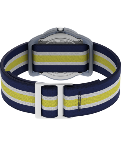 Timex TIMEX TIME MACHINES 29mm Blue/Yellow Stripe Elastic Fabric Kids Watch