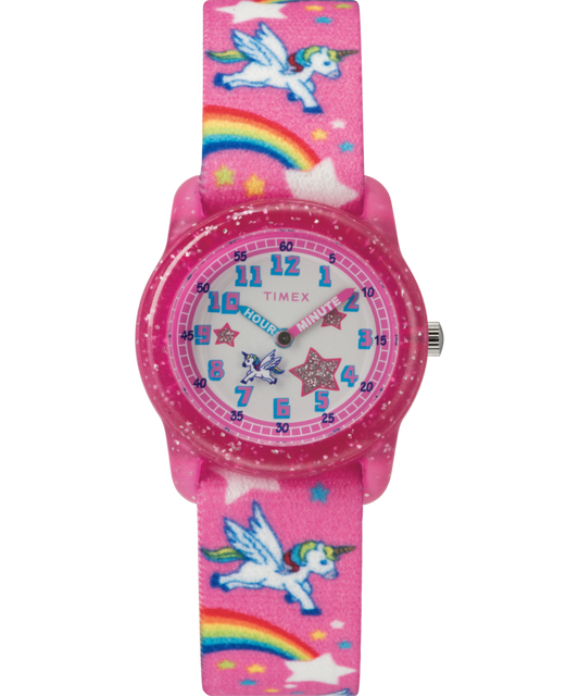 Timex TIMEX TIME MACHINES 29mm Rainbow Unicorn Pink Elastic Fabric Kids Wat
