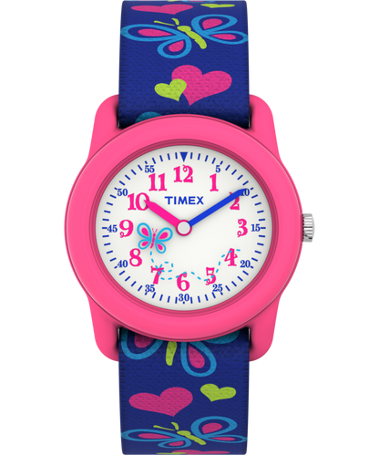 Timex TIMEX TIME MACHINES 29mm Butterflies and Hearts Blue Elastic Fabric K