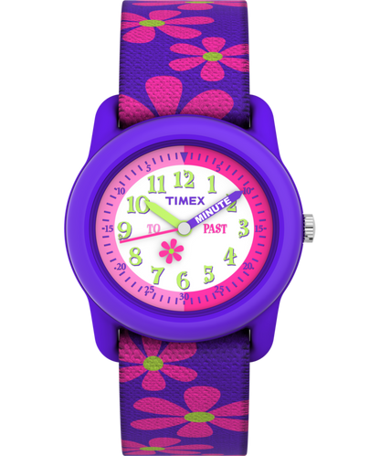 Timex TIMEX TIME MACHINES 29mm Purple Floral Elastic Fabric Kids Watch