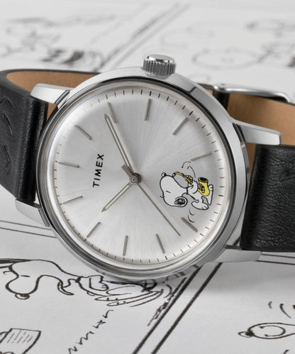 Timex Peanuts x Timex Marlin Automatic Saxophonist 40mm Leather Strap Watc