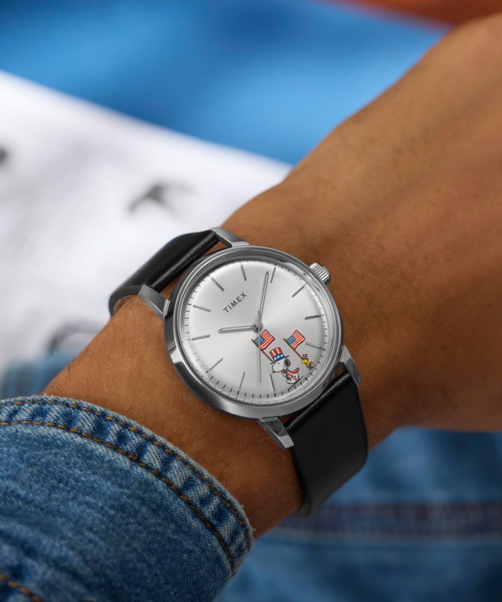 Timex Peanuts x Timex Marlin Automatic Americana 40mm Leather Strap Watch
