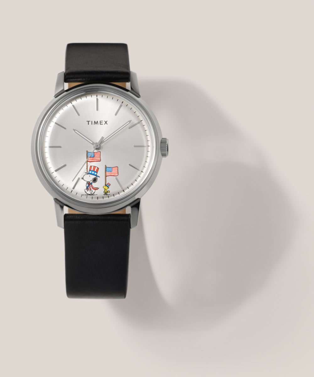 Timex Peanuts x Timex Marlin Automatic Americana 40mm Leather Strap Watch