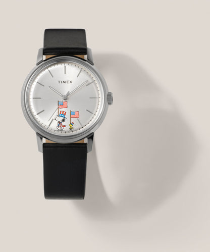 Timex Peanuts x Timex Marlin Automatic Americana 40mm Leather Strap Watch