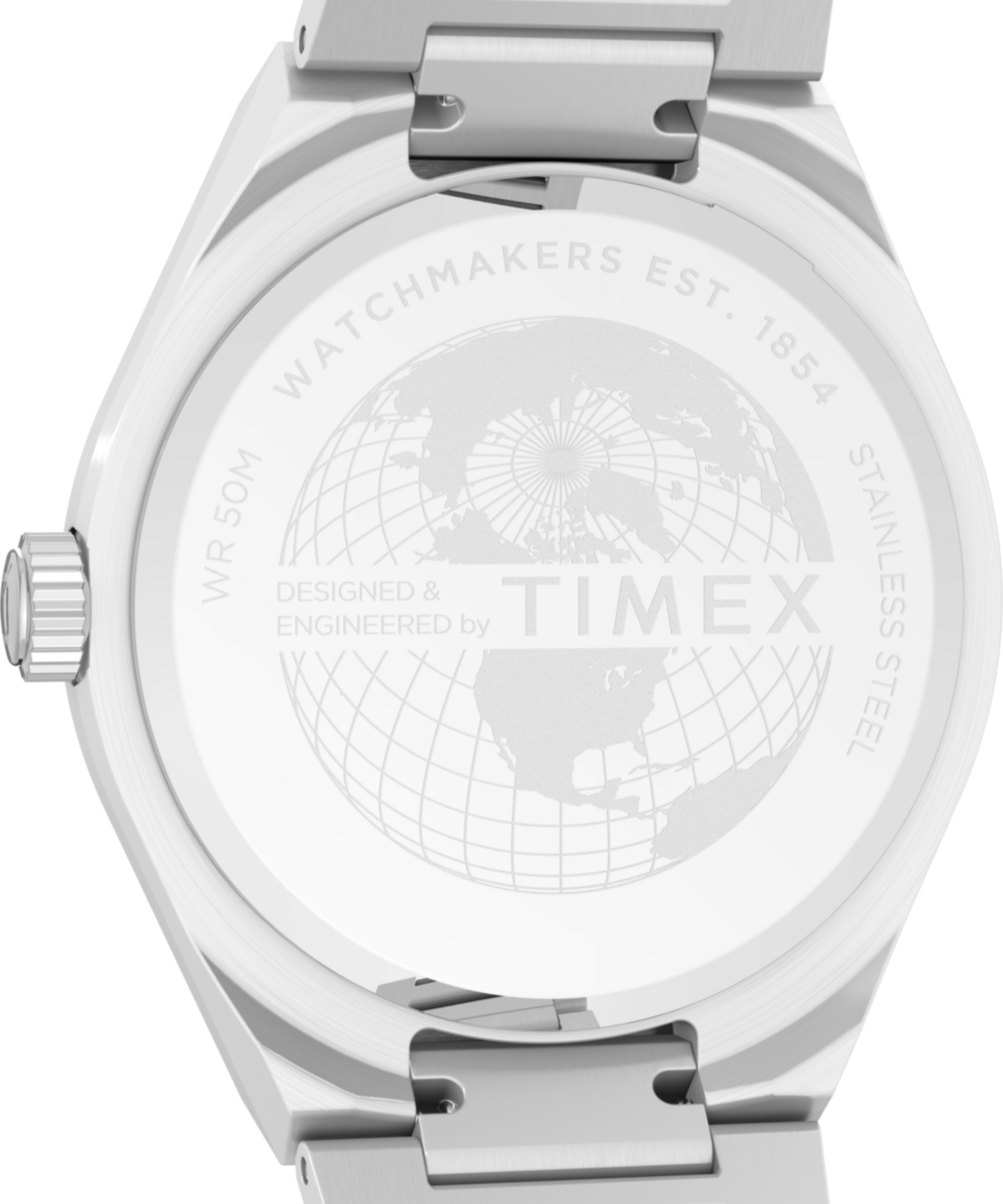 Timex Q Timex Continental Day and Date 39mm Stainless Steel Bracelet Watch