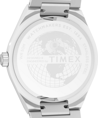Timex Q Timex Continental Day and Date 39mm Stainless Steel Bracelet Watch