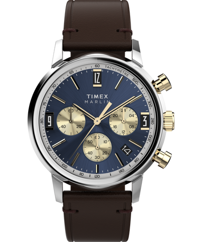 Timex Marlin Chronograph Tachymeter 40mm Leather Strap Watch
