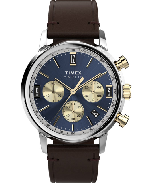 Timex Marlin Chronograph Tachymeter 40mm Leather Strap Watch