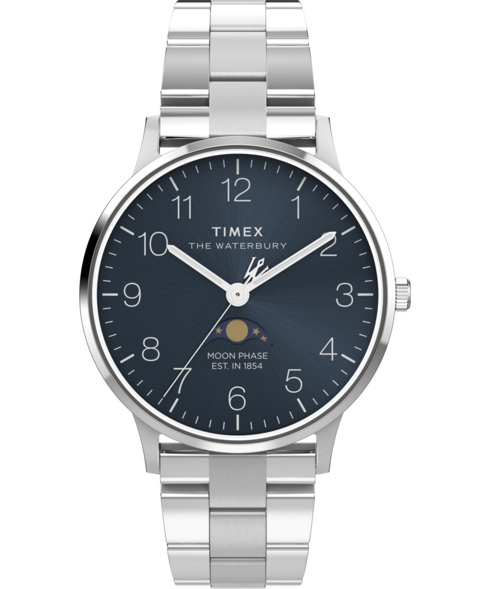 Timex Waterbury Classic Moon Phase 40mm Stainless Steel Bracelet Watch