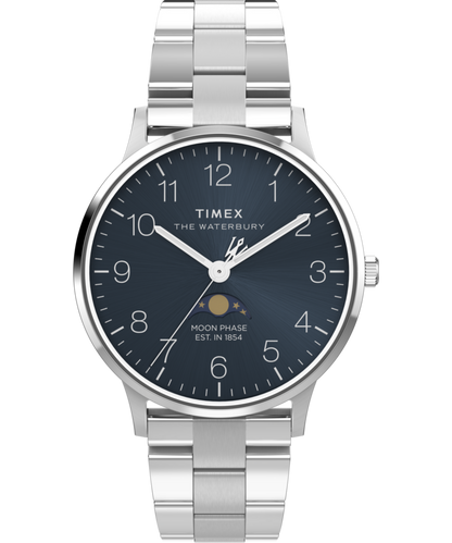 Timex Waterbury Classic Moon Phase 40mm Stainless Steel Bracelet Watch