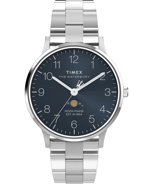 Timex Waterbury Classic Moon Phase 40mm Stainless Steel Bracelet Watch