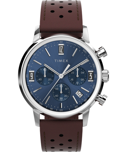 Timex Marlin Chronograph Tachymeter 40mm Leather Strap Watch