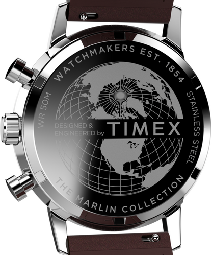 Timex Marlin Chronograph Tachymeter 40mm Leather Strap Watch