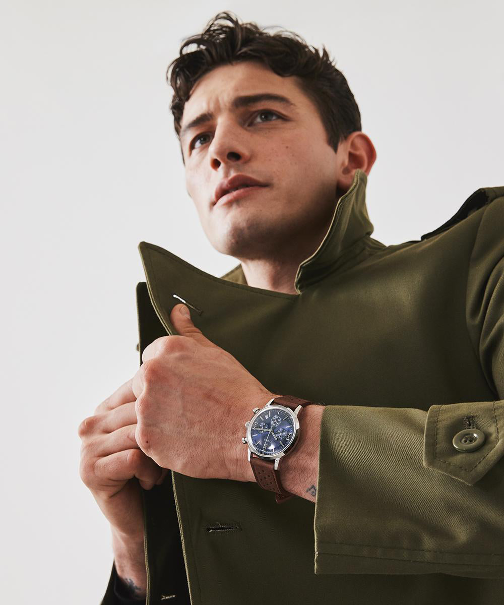 Timex Marlin Chronograph Tachymeter 40mm Leather Strap Watch
