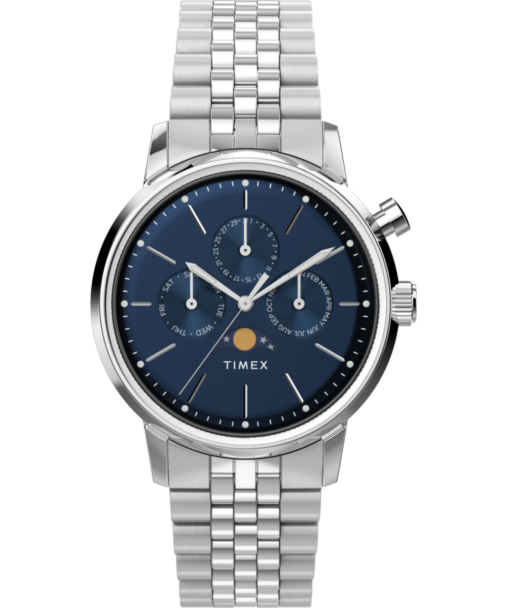 Timex Marlin Moon Phase 40mm Stainless Steel Bracelet Watch