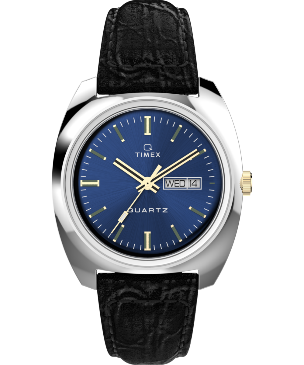 Timex Q Timex 1978 Day/Date 37.5mm Leather Strap Watch
