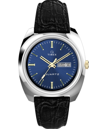 Timex Q Timex 1978 Day/Date 37.5mm Leather Strap Watch