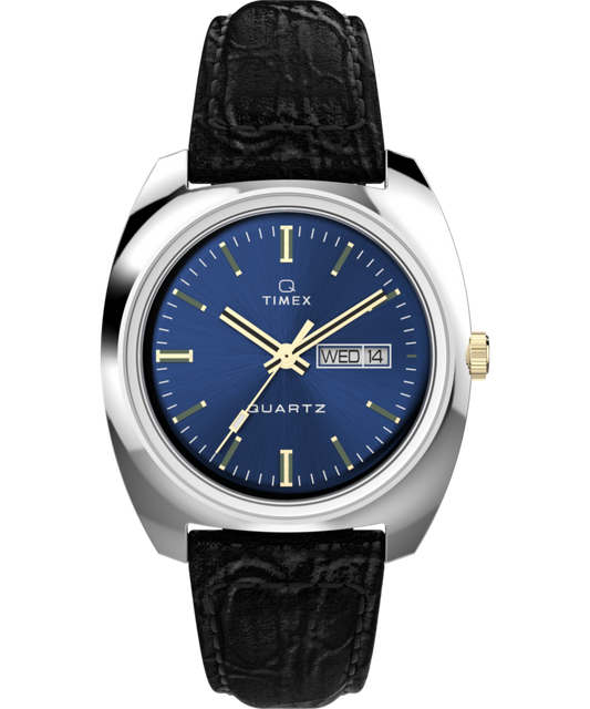 Timex Q Timex 1978 Day/Date 37.5mm Leather Strap Watch