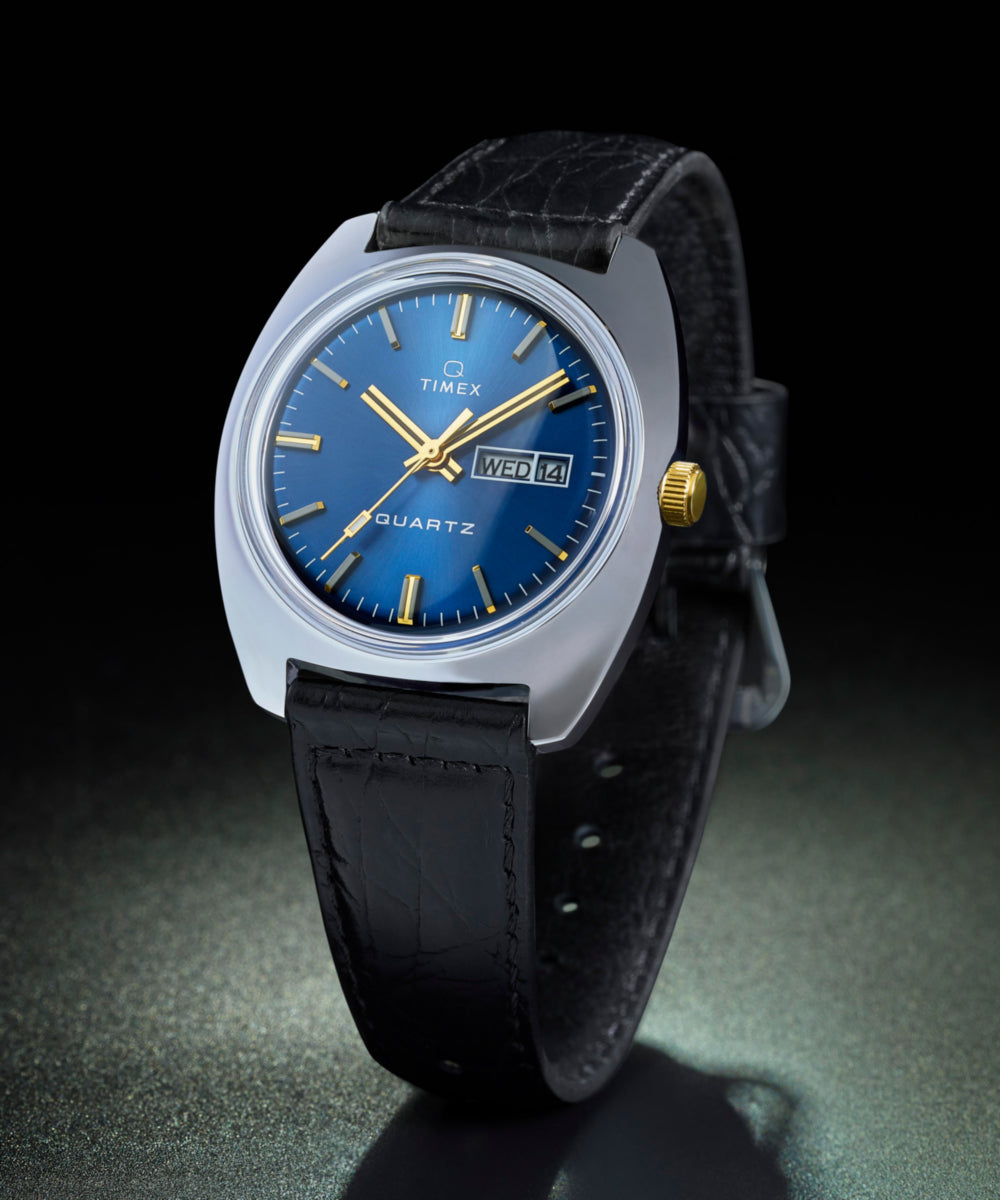 Timex Q Timex 1978 Day/Date 37.5mm Leather Strap Watch