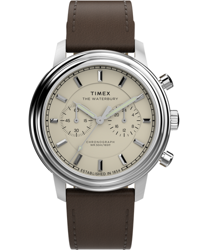 Timex Waterbury Metropolitan Chronograph 41mm Leather Strap Watch