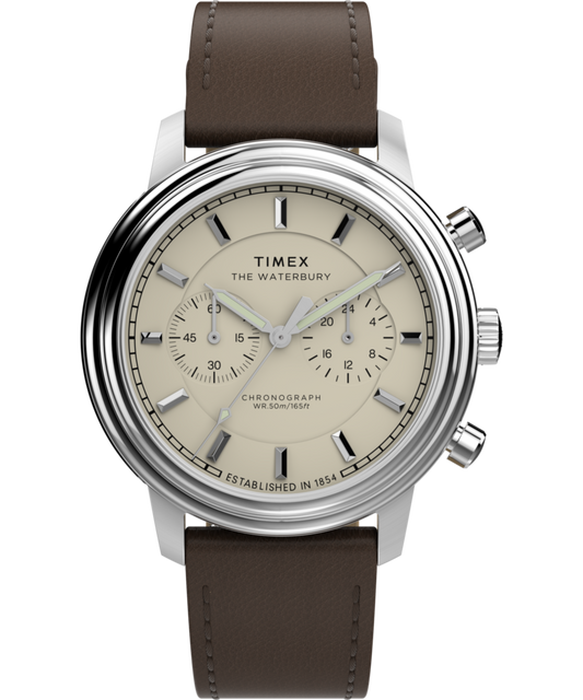 Timex Waterbury Metropolitan Chronograph 41mm Leather Strap Watch