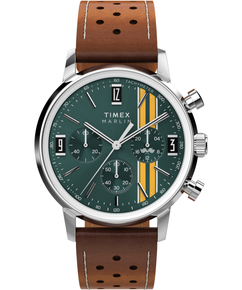 Timex Marlin Chronograph Tachymeter 40mm Leather Strap Watch