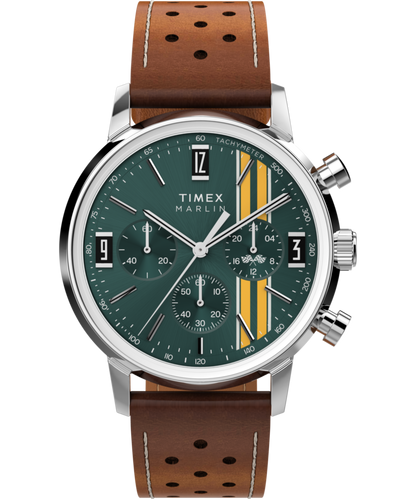 Timex Marlin Chronograph Tachymeter 40mm Leather Strap Watch