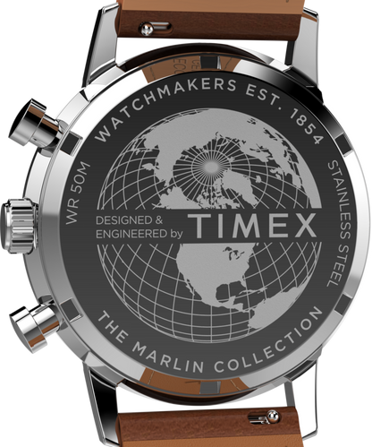 Timex Marlin Chronograph Tachymeter 40mm Leather Strap Watch
