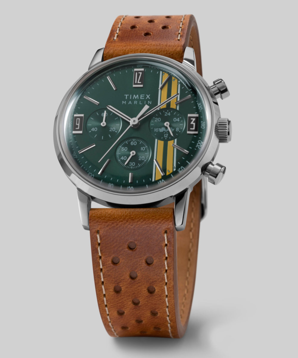 Timex Marlin Chronograph Tachymeter 40mm Leather Strap Watch